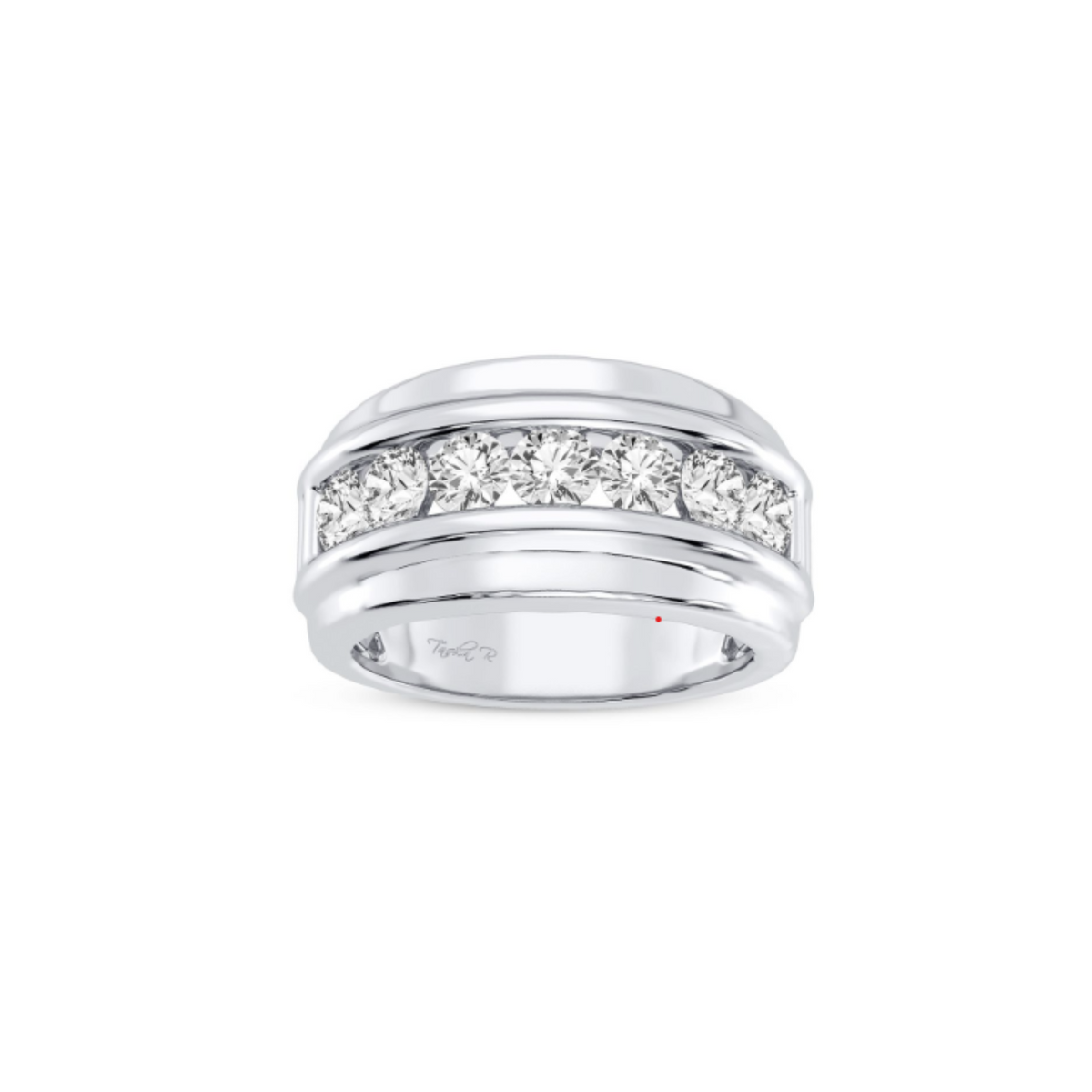 14K gold men's diamond ring featuring channel-set diamonds