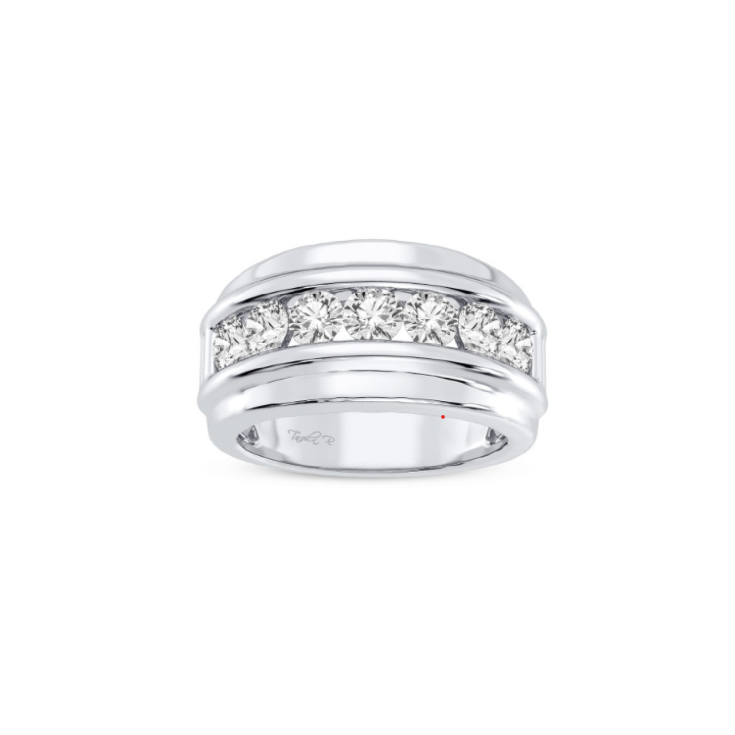 14K gold men's diamond ring featuring channel-set diamonds