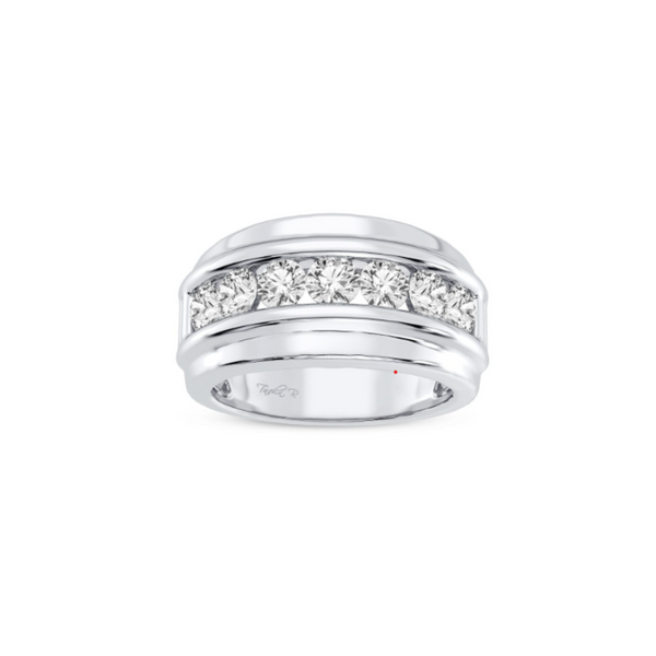 14K gold men's diamond ring featuring channel-set diamonds