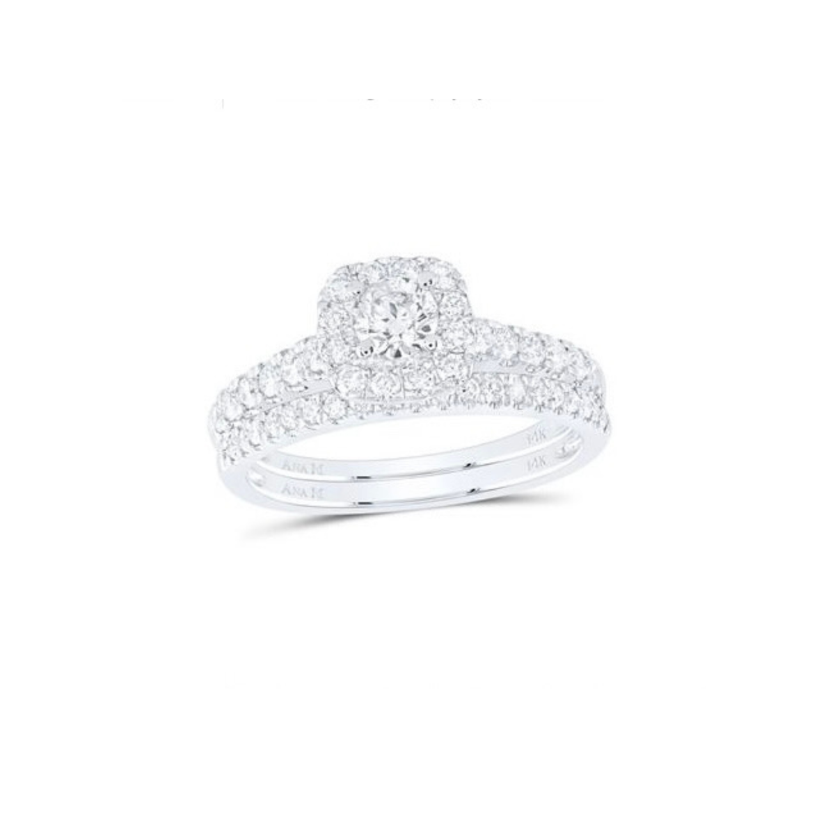 14K White Gold Round Diamond Bridal Wedding Ring Set – 1.00 CTW (Certified)