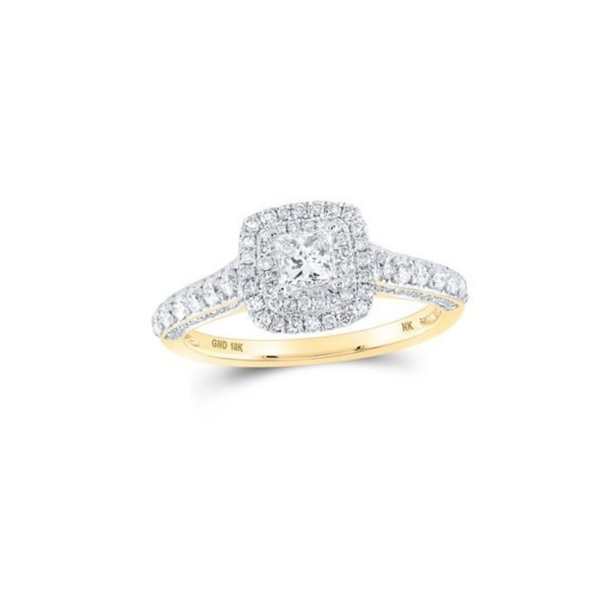 10K Yellow Gold Princess-Cut Diamond Halo Bridal Engagement Ring – 1.00 CTW (Certified)