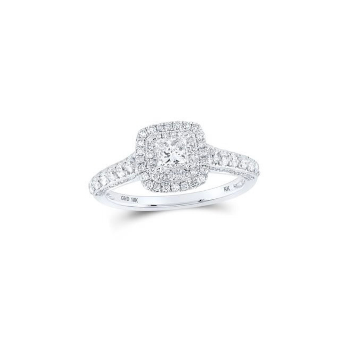 10K Yellow Gold Princess-Cut Diamond Halo Bridal Engagement Ring – 1.00 CTW (Certified)