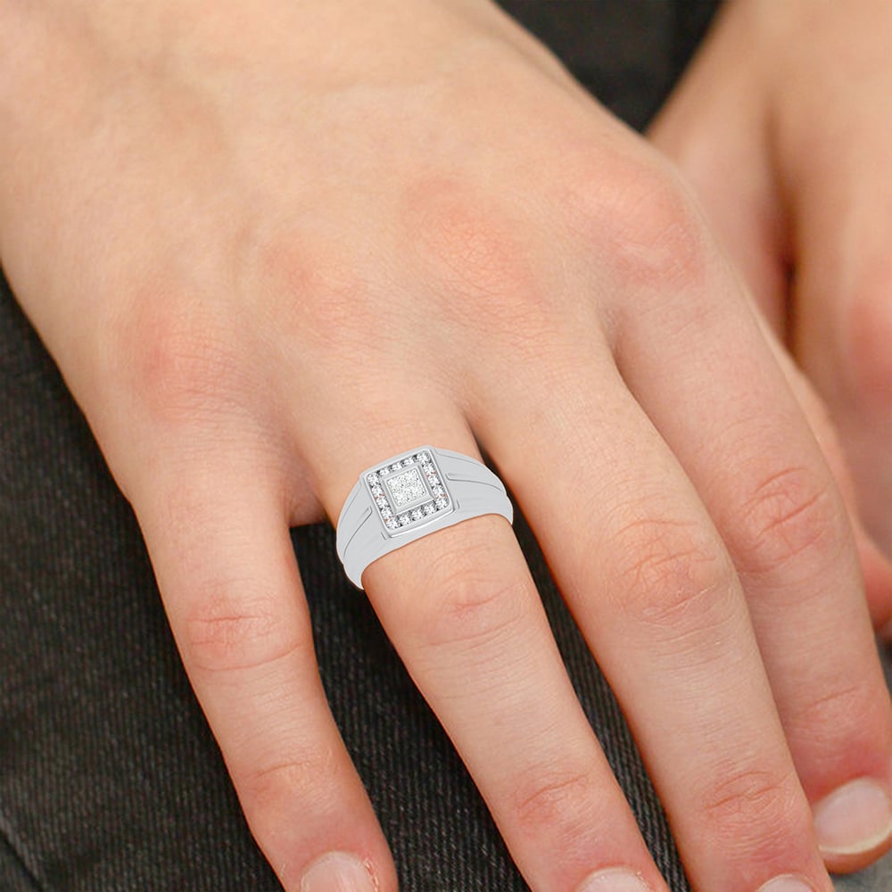 1/2 ct Men's Diamond Ring in 14K White Gold