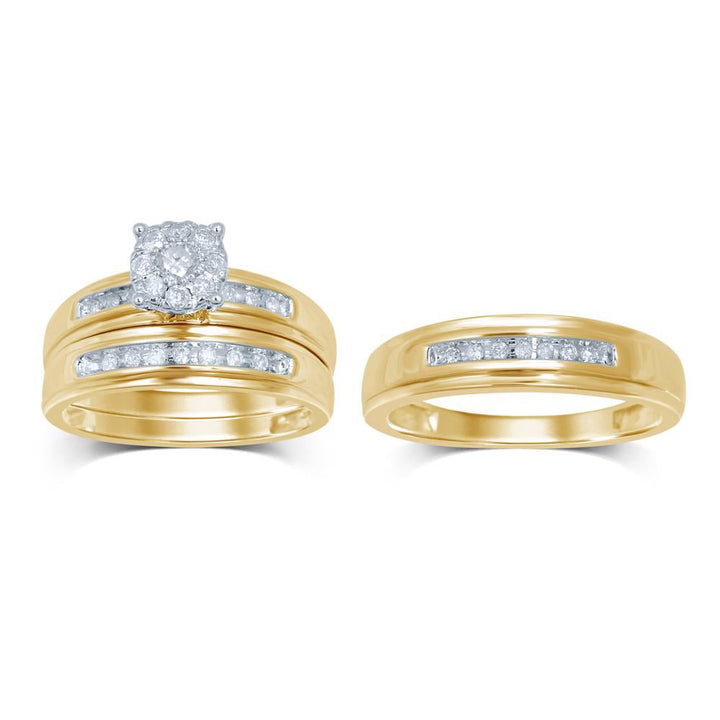 0.43 ct Diamond Trio Wedding Set in 14K Yellow Gold