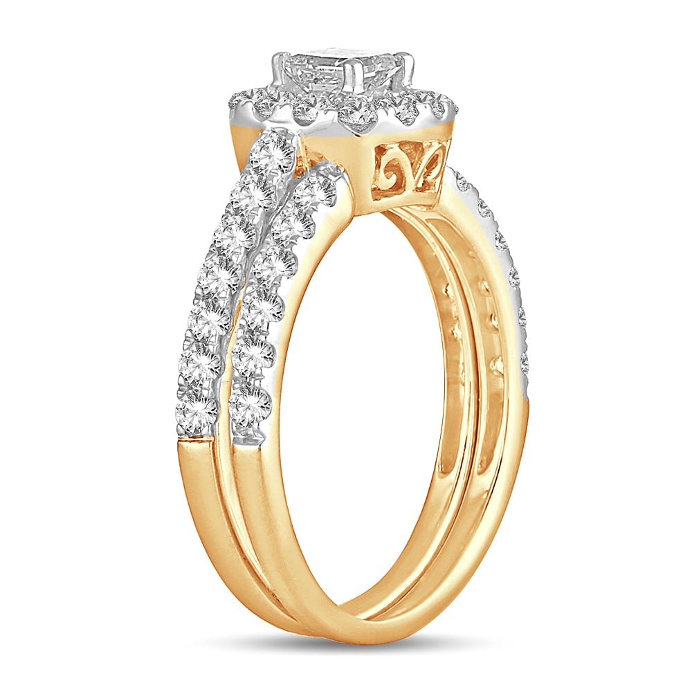1.42 ct Diamond Bridal Ring in 14K Yellow Gold