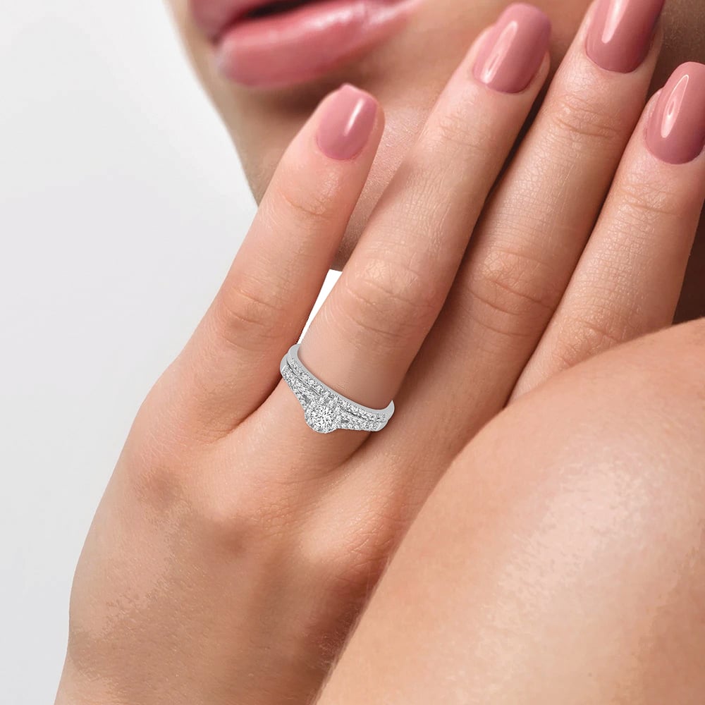 1/2 ct Diamond Bridal Ring in 14K White Gold
