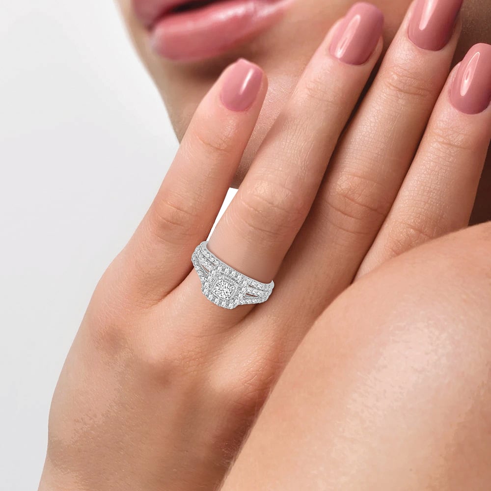 1 ct Diamond Bridal Ring in 14K White Gold