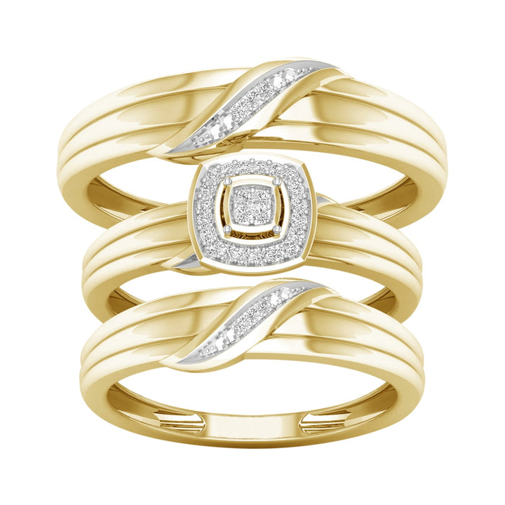 0.07 ct Diamond Trio Wedding Set in 10K Yellow Gold