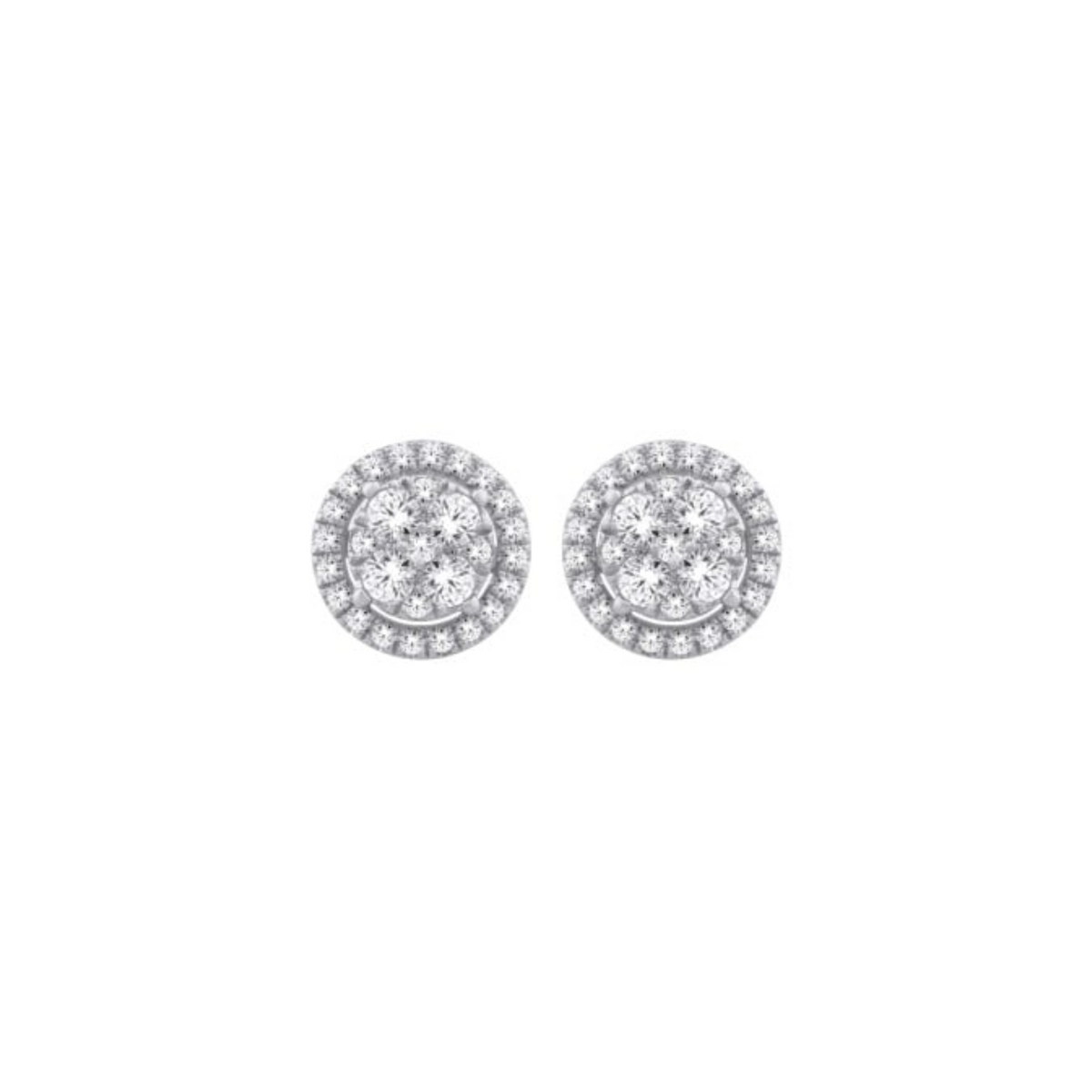 14K yellow gold round diamond stud earrings with 2 carats total weight