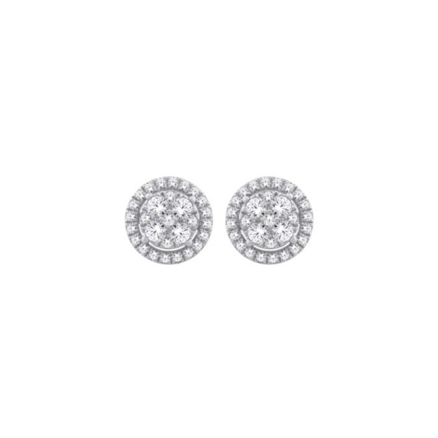14K yellow gold round diamond stud earrings with 2 carats total weight