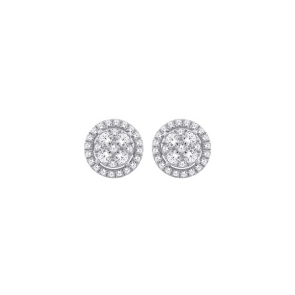 14K yellow gold round diamond stud earrings with 2 carats total weight