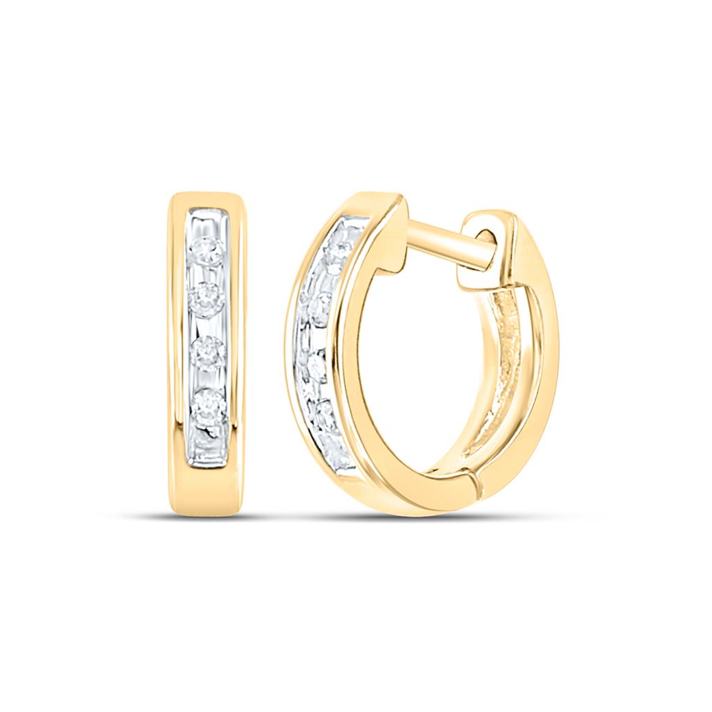 Diamond Huggie Hoop Earrings in 10K Yellow Gold
