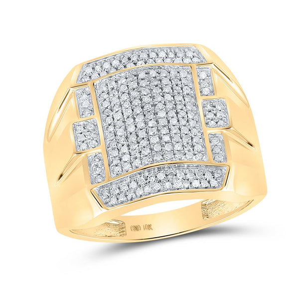 1/2 ct Diamond Square Cluster Men's Ring, 10K Gold