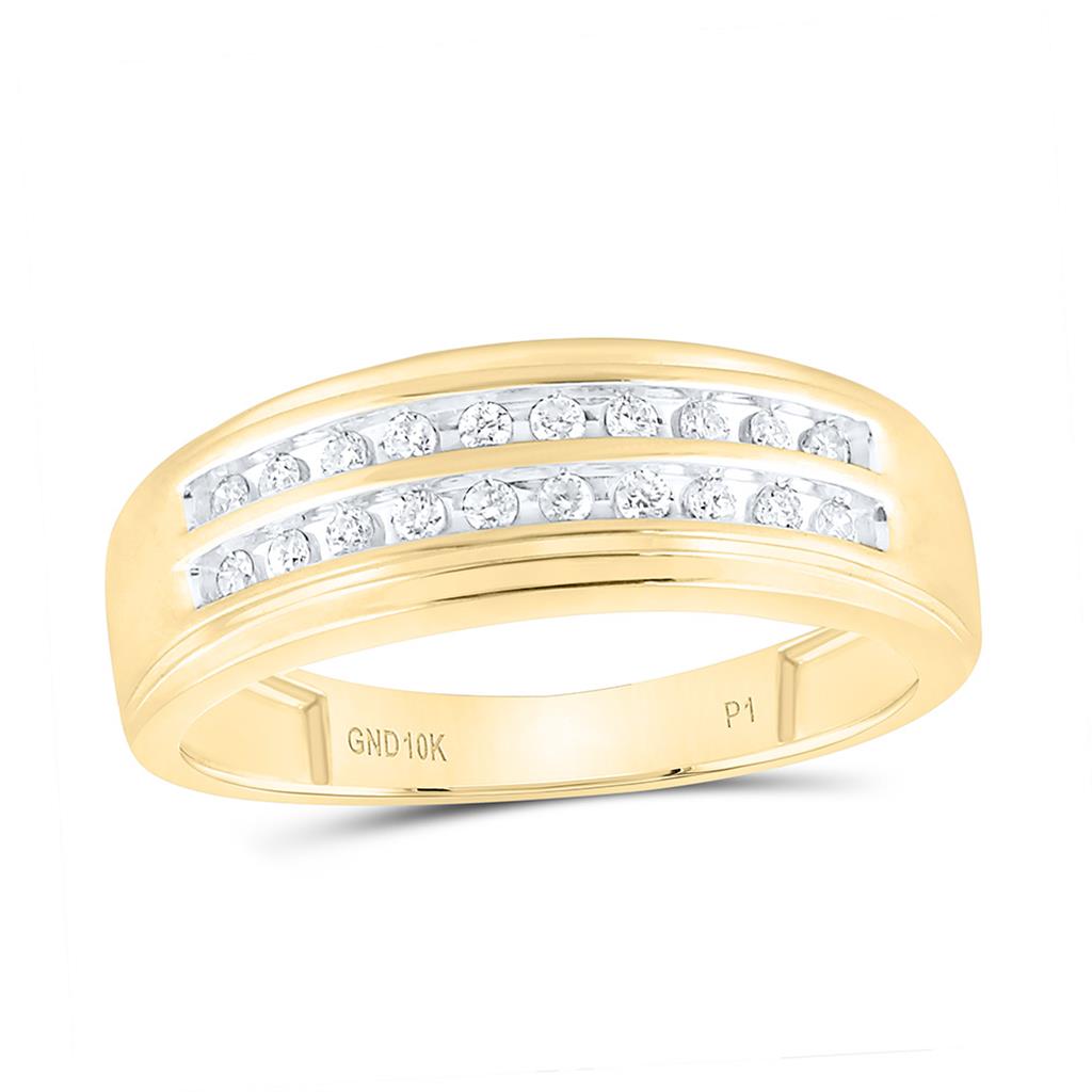1/4 ct Diamond Two-Row Men's Wedding Band, 10K Gold