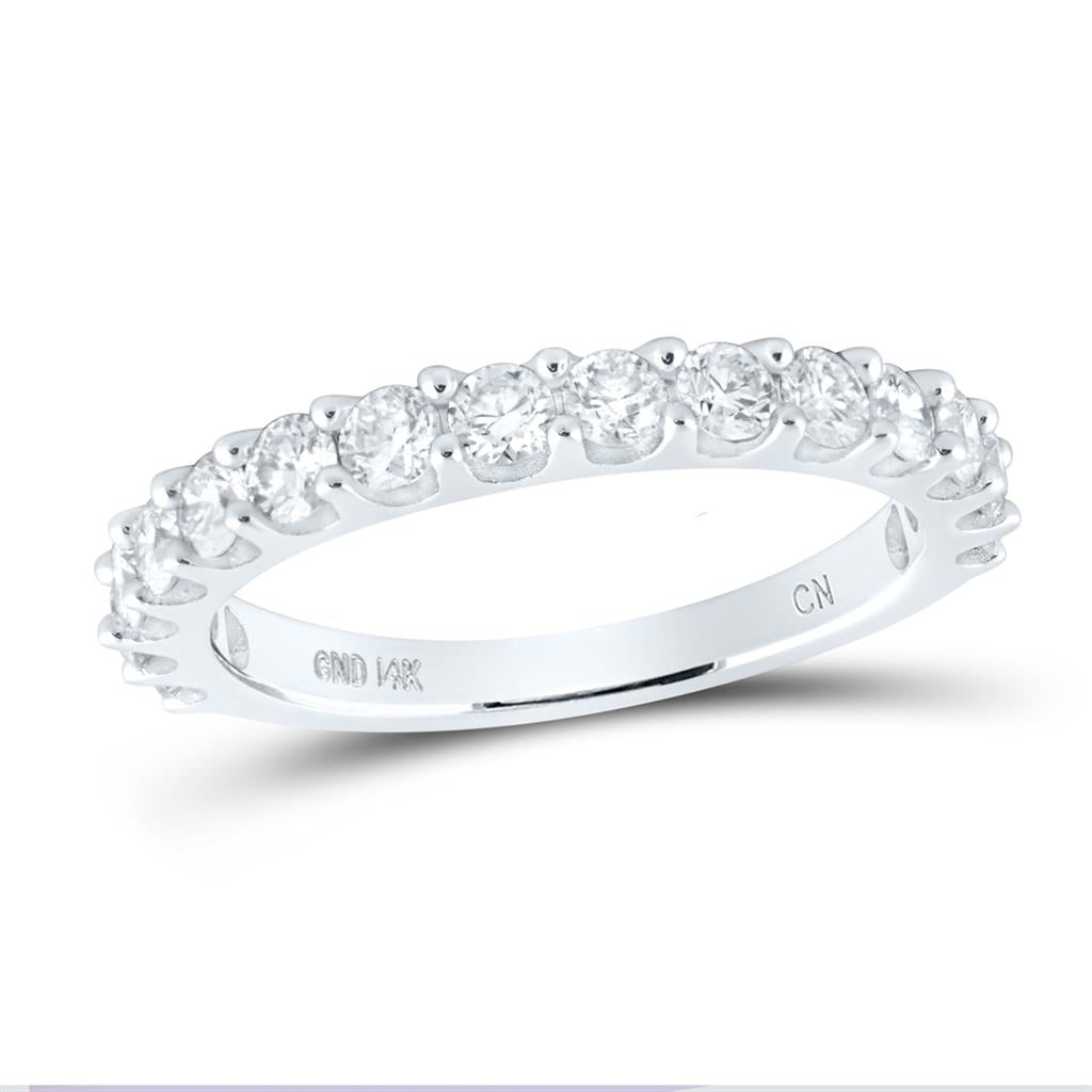 1 ct Pave Diamond Wedding Band in 14K White Gold