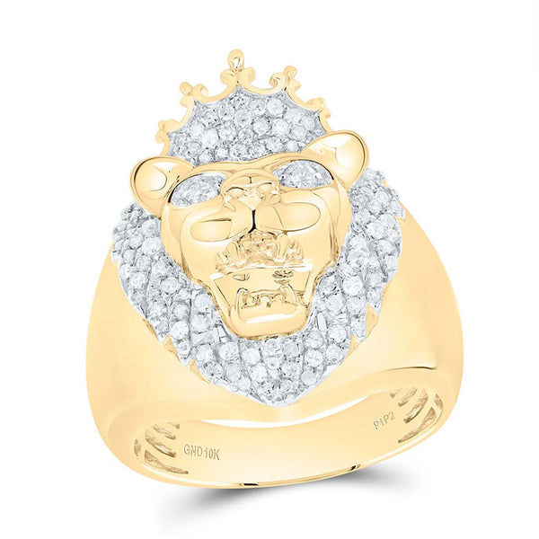 5/8 ct Diamond Lion Men's Ring in 10K Yellow Gold