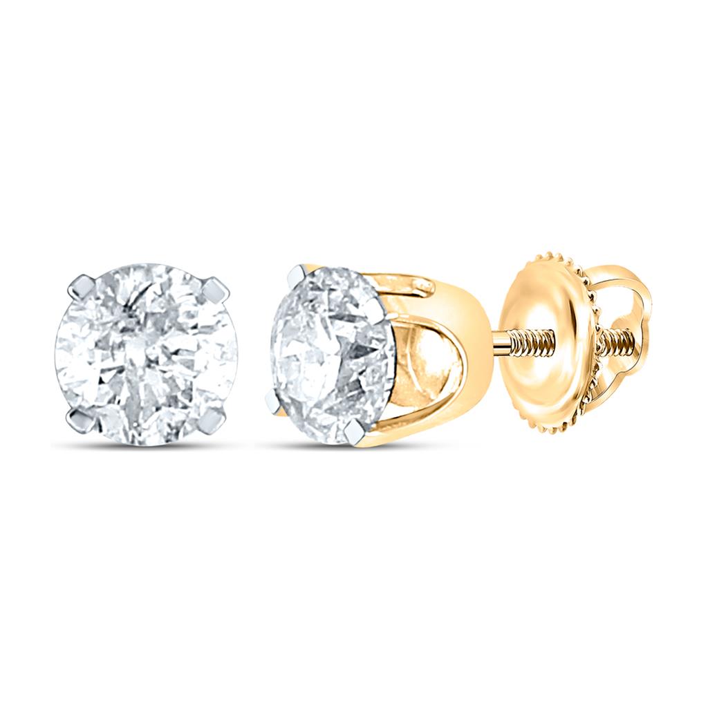 Certified 1 ct Diamond Stud Earrings in 14K Yellow Gold