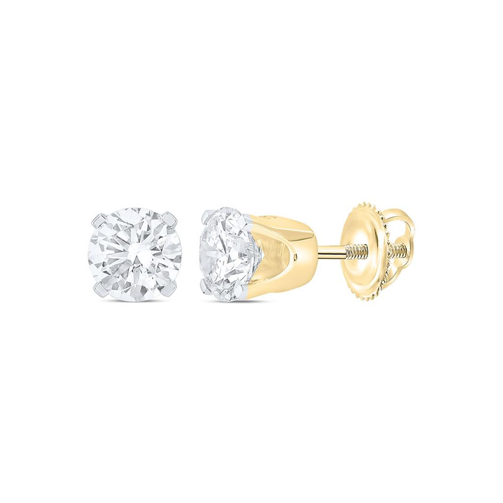 Certified 3/4 ct Unisex Diamond Stud Earrings, 14K Gold