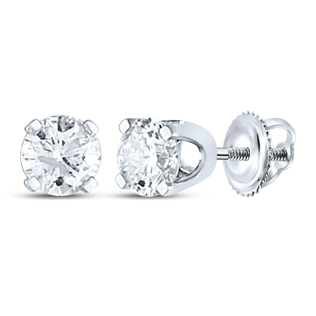 Certified 1/4 ct Diamond Solitaire Earrings, 14K White