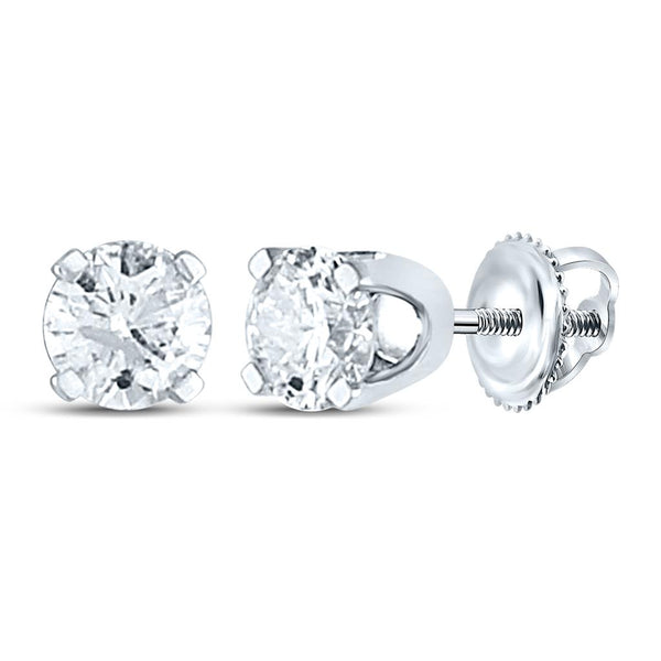 Certified 1/4 ct Diamond Solitaire Earrings, 14K White