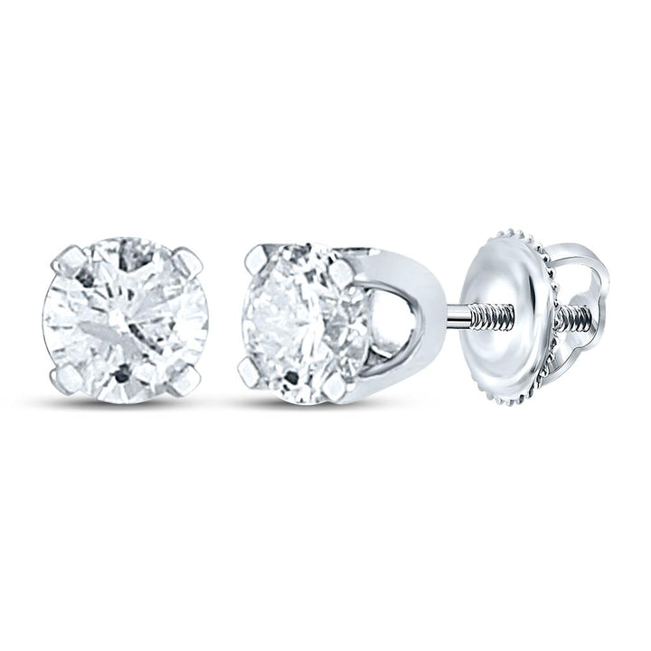 Certified 1/4 ct Diamond Solitaire Earrings, 14K White