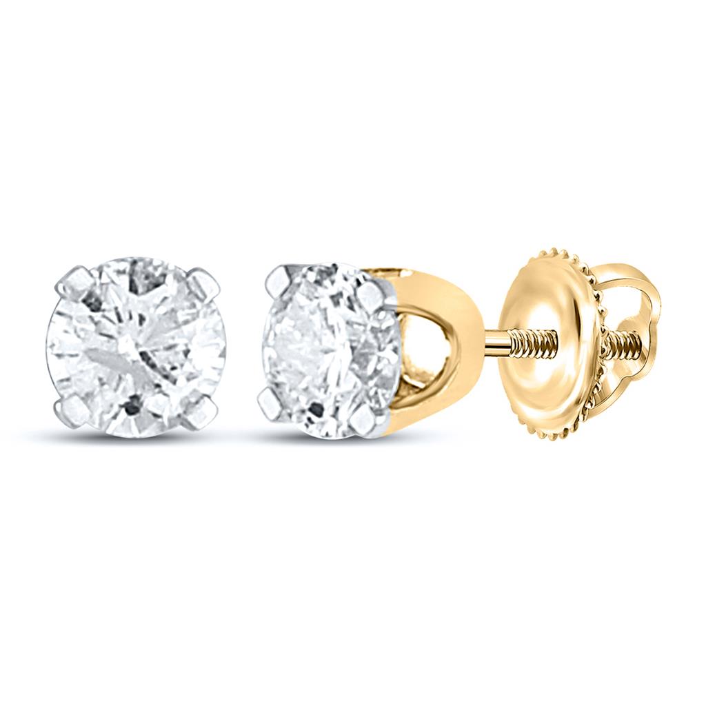 Certified 1/4 ct Diamond Stud Earrings, 14K Yellow Gold