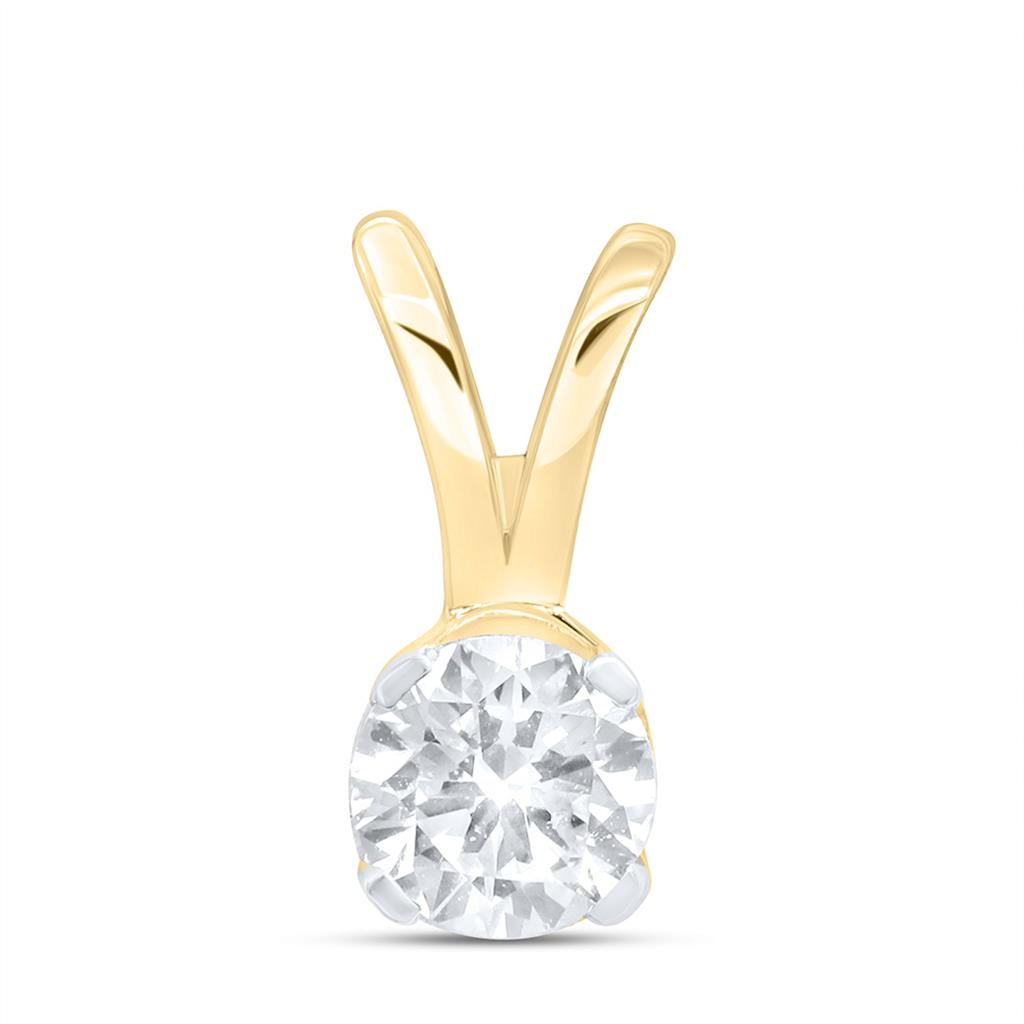 Certified 1/4 ct Diamond Solitaire Pendant, 14K Gold