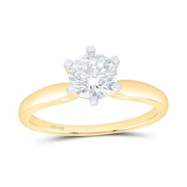 Certified 1 ct Round Diamond Solitaire Ring, 14K Gold