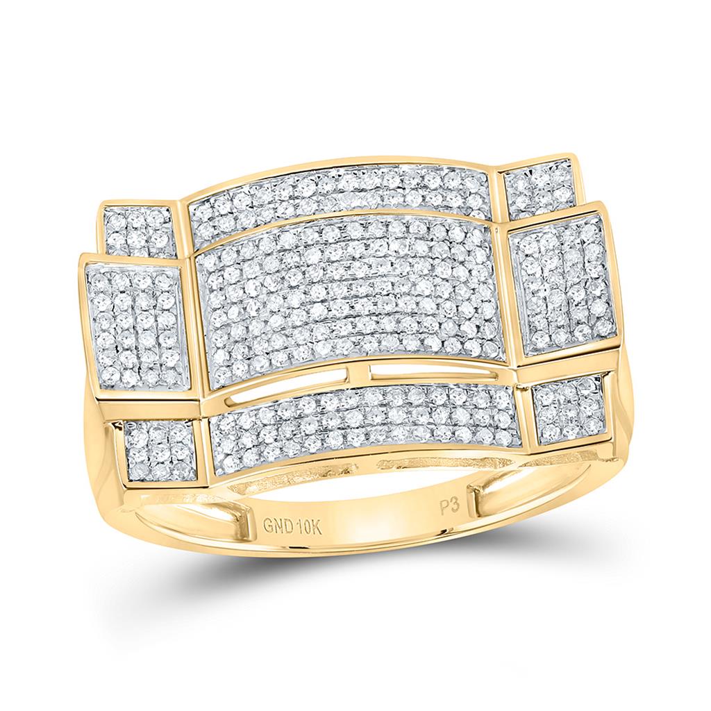 1/2 ct Diamond Cluster Men's Ring in 10K Yellow Gold