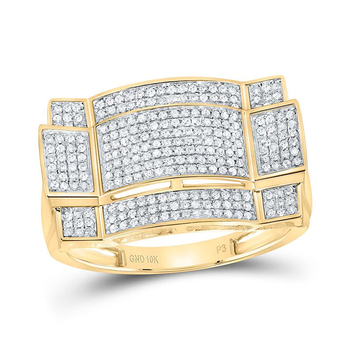 1/2 ct Diamond Cluster Men's Ring in 10K Yellow Gold