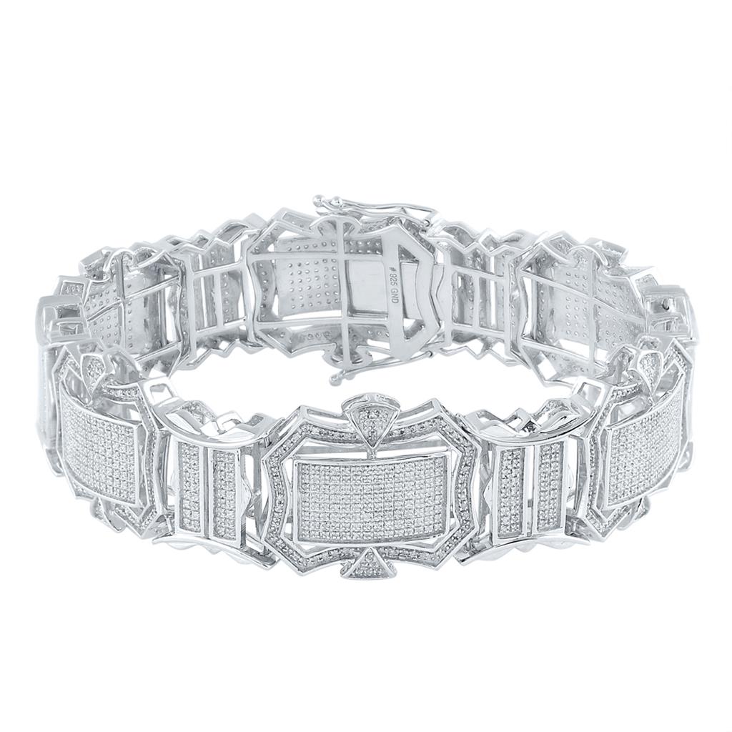 3-1/5 ct Diamond Rectangle Link Bracelet in Sterling Silver