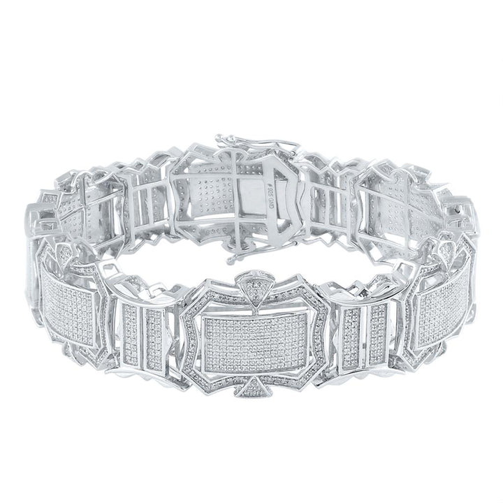 3-1/5 ct Diamond Rectangle Link Bracelet in Sterling Silver