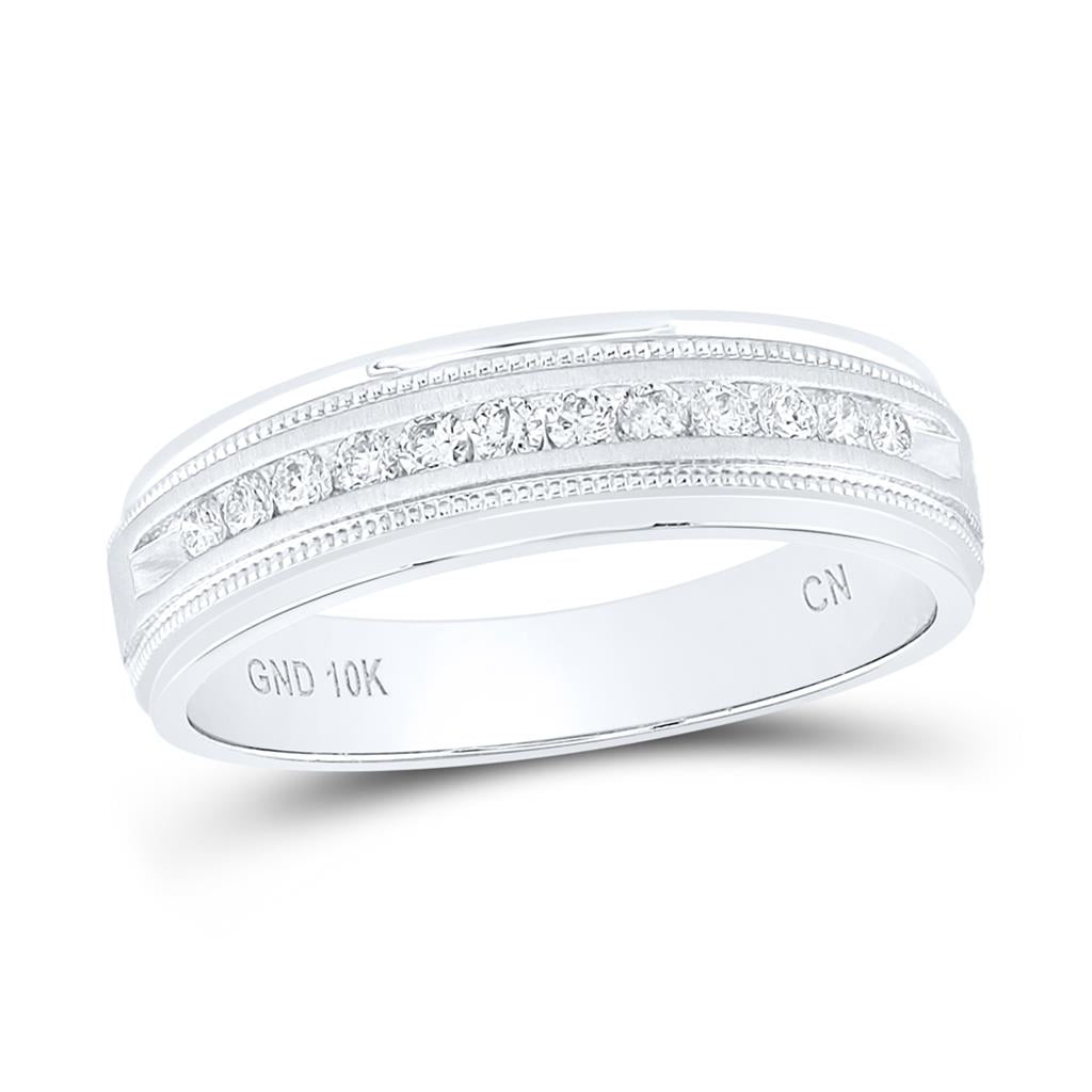 1/4 ct Channel Set Diamond Men's Band in 10K White Gold