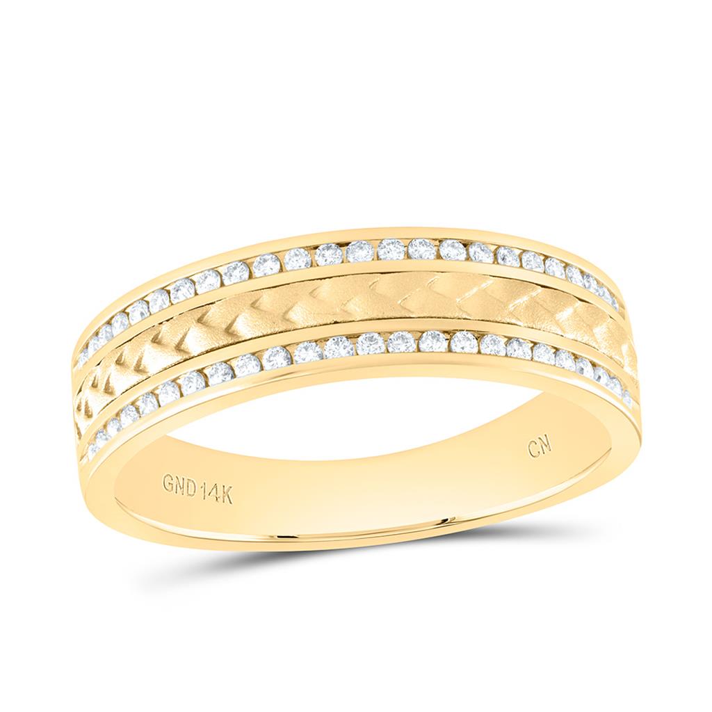 1/3 ct Diamond Braided Inlay Men's Band, 14K Gold