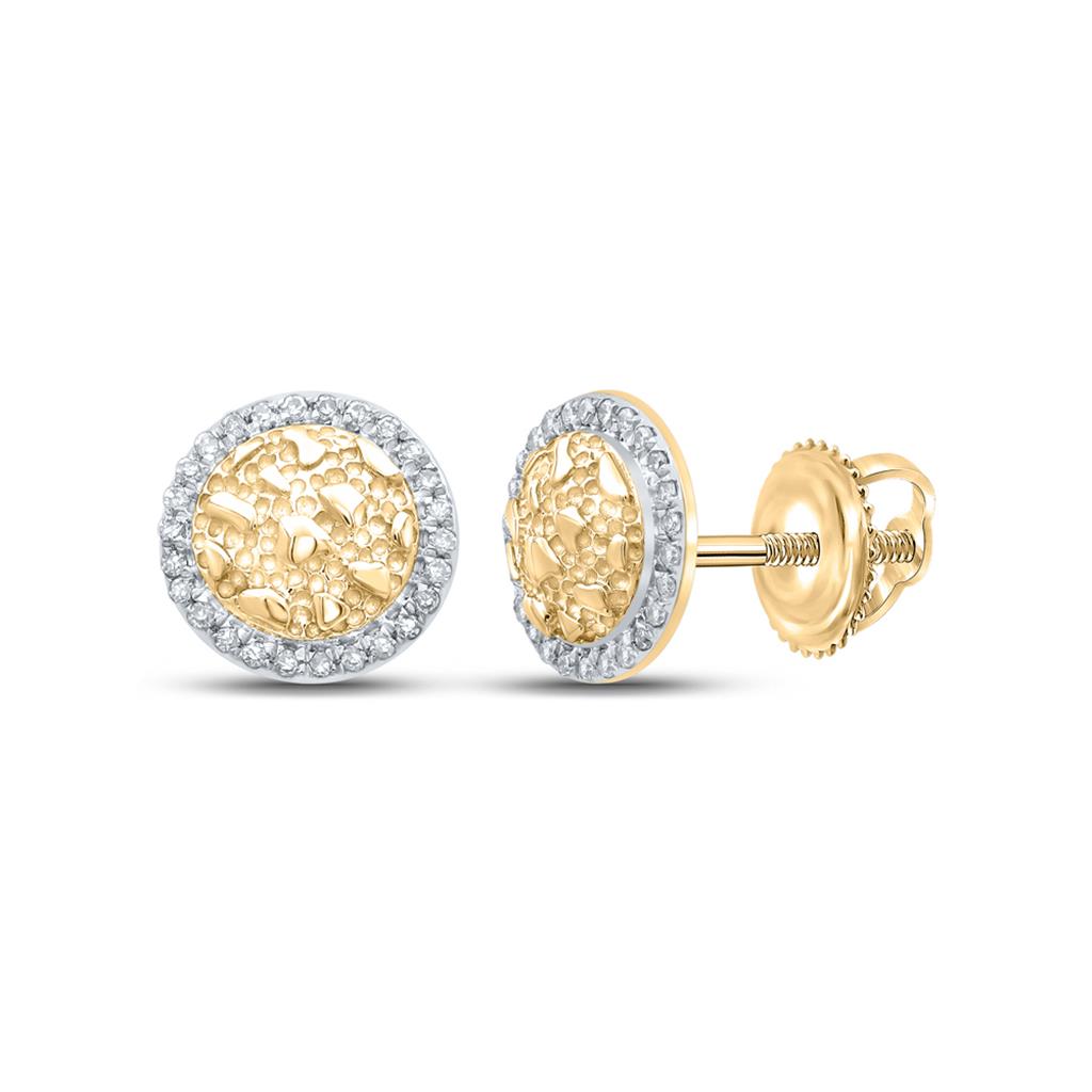 Diamond Nugget Circle Earrings in 10K Yellow Gold