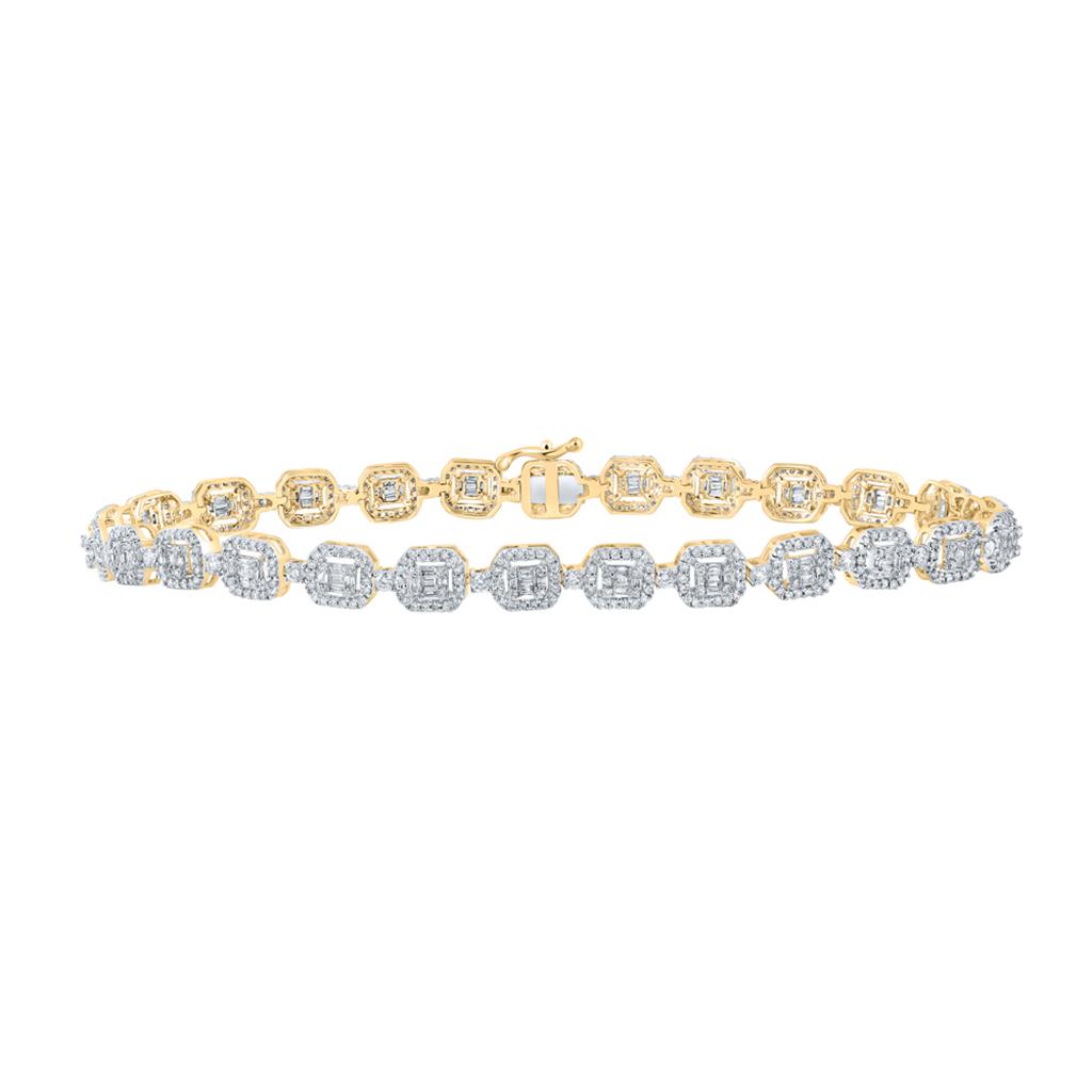 3 ct Baguette Diamond Geometric Link Bracelet, 10K Gold