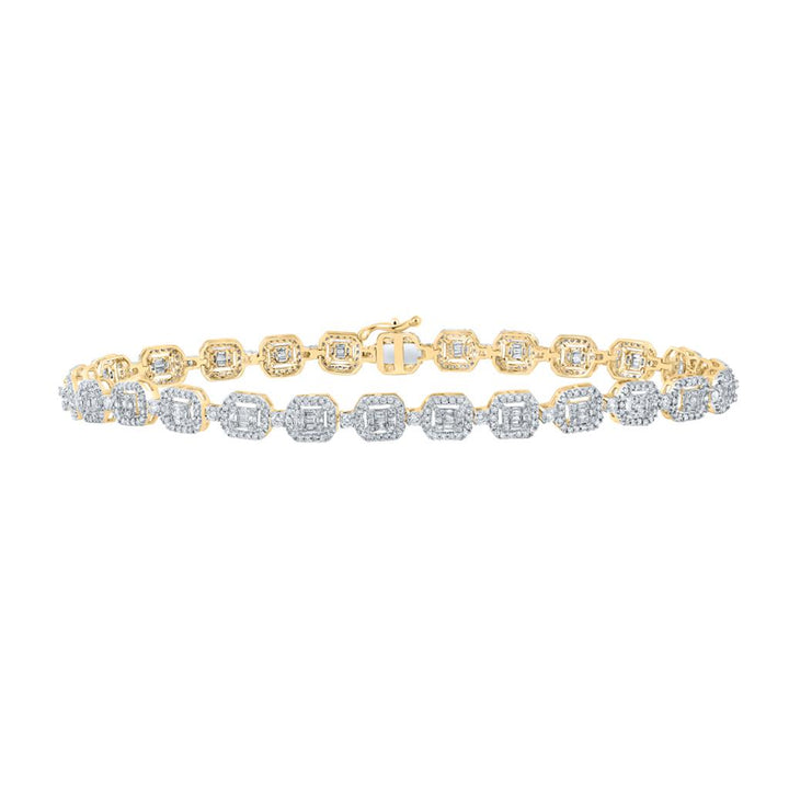 3 ct Baguette Diamond Geometric Link Bracelet, 10K Gold