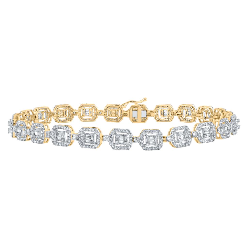4 ct Baguette Diamond Square Link Bracelet in 10K Gold