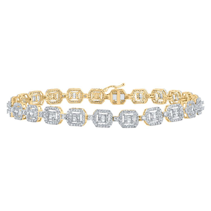 4 ct Baguette Diamond Square Link Bracelet in 10K Gold