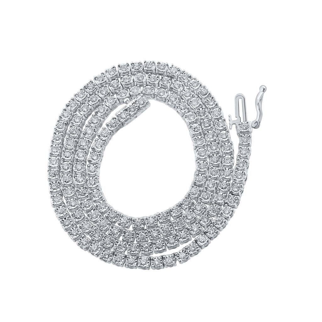 2-3/4 ct Diamond Link Chain Necklace, 18 Inch 10K White Gold