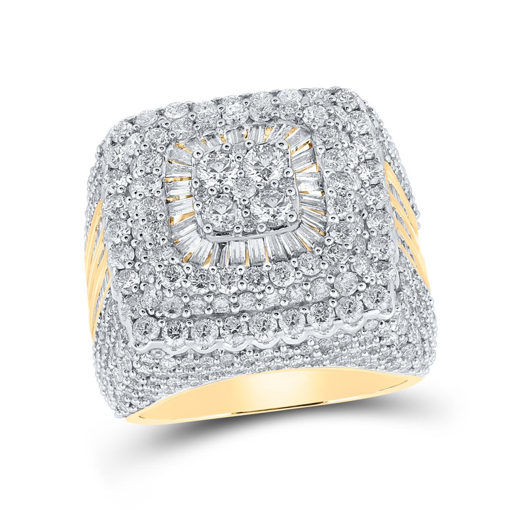 6-5/8 ct Baguette Diamond Men's Cluster Ring, 10K Gold