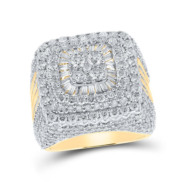 6-5/8 ct Baguette Diamond Men's Cluster Ring, 10K Gold
