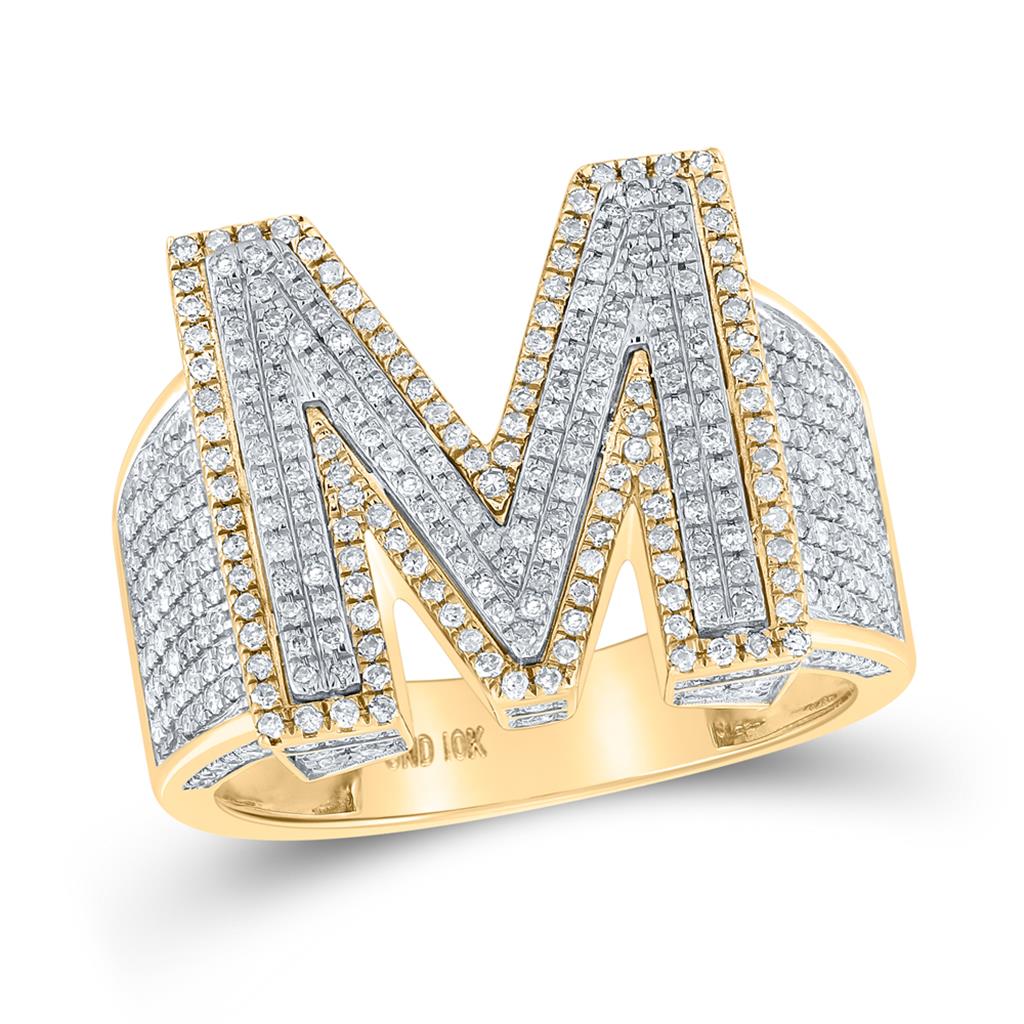 1-1/5 ct Diamond Initial M Men's Ring in 10K Gold