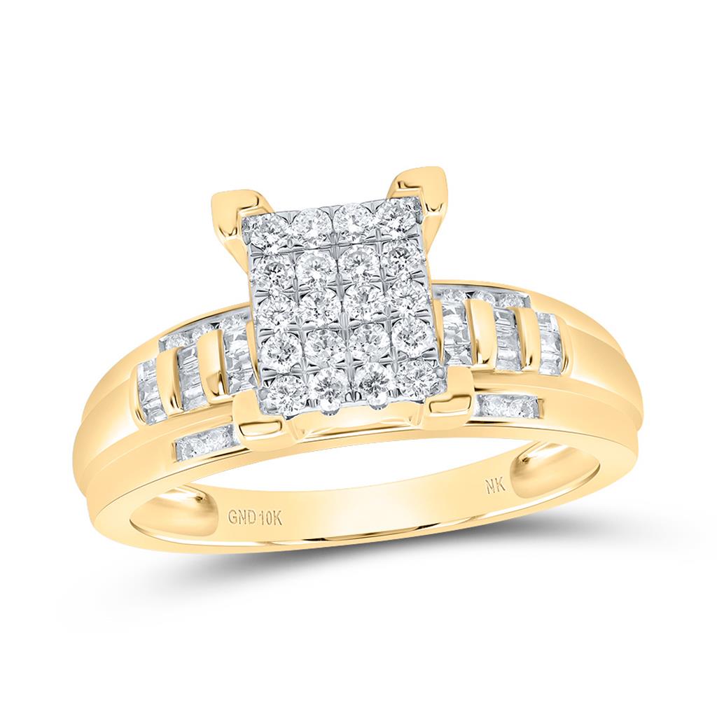 1/2 ct Diamond Cluster Engagement Ring in 10K Gold