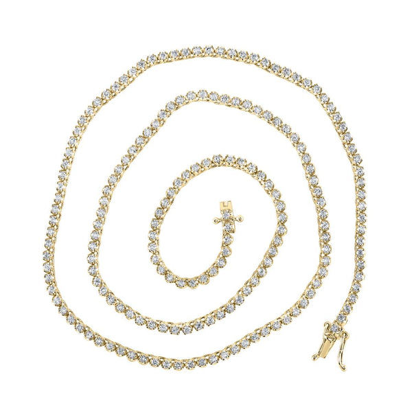3-1/4 ct Diamond Tennis Chain Necklace, 18 Inch 14K Gold