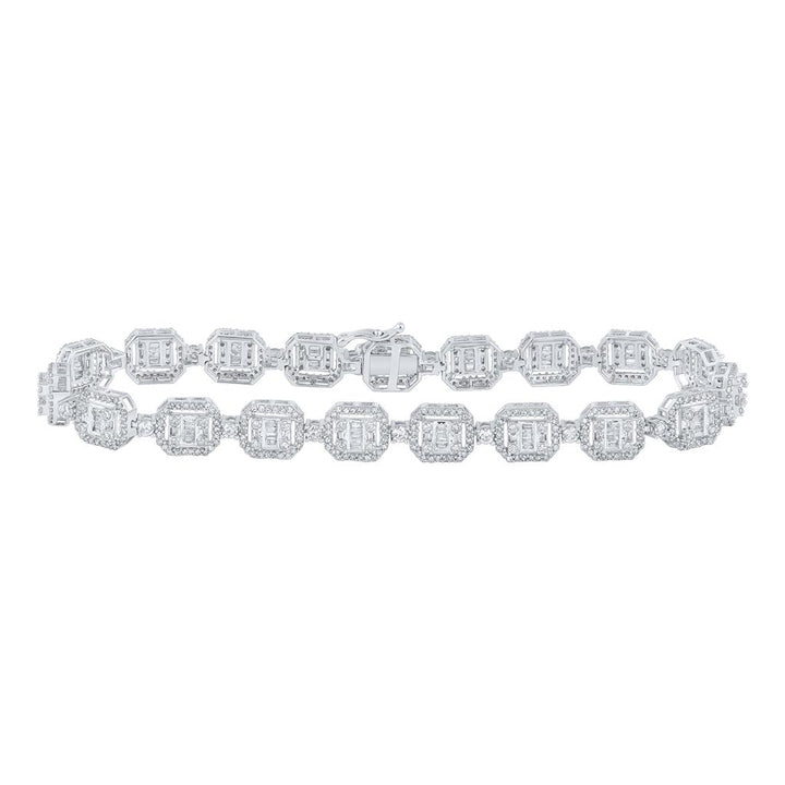 4-1/2 ct Baguette Diamond Link Bracelet in 10K White Gold