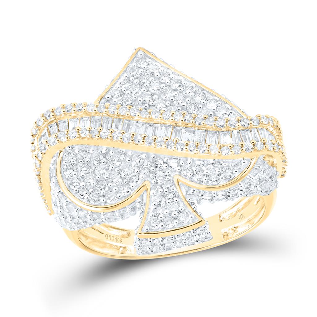 2-3/4 ct Diamond Spade Men's Ring in 10K Yellow Gold