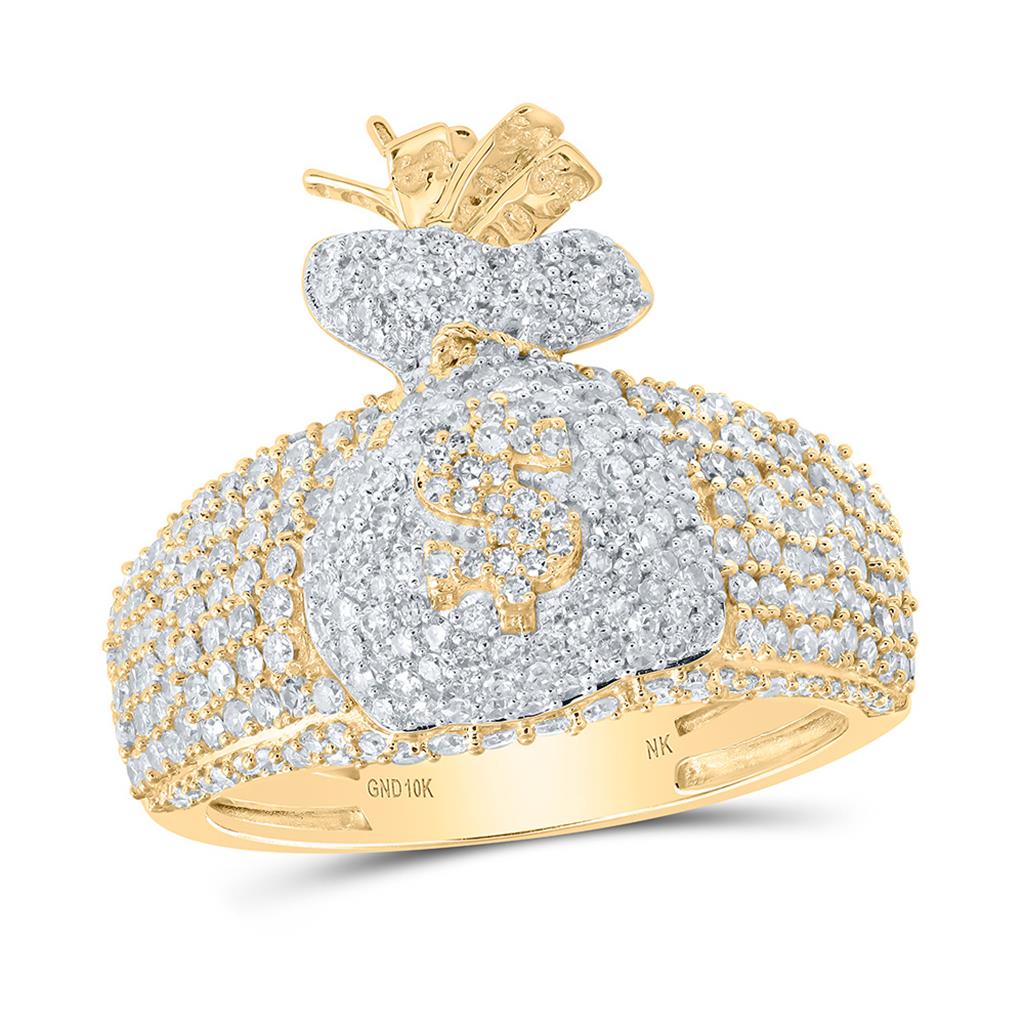 1-7/8 ct Diamond Money Bag Men's Ring in 10K Gold