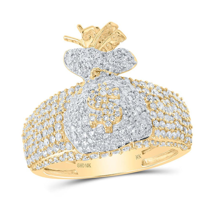 1-7/8 ct Diamond Money Bag Men's Ring in 10K Gold