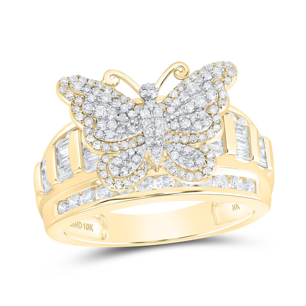 1 ct Diamond Butterfly Ring in 10K Yellow Gold